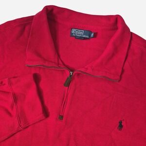 Polo Ralph Lauren Quarter Zip Pullover Mens 4XB Red Cotton Pony Preppy Casual